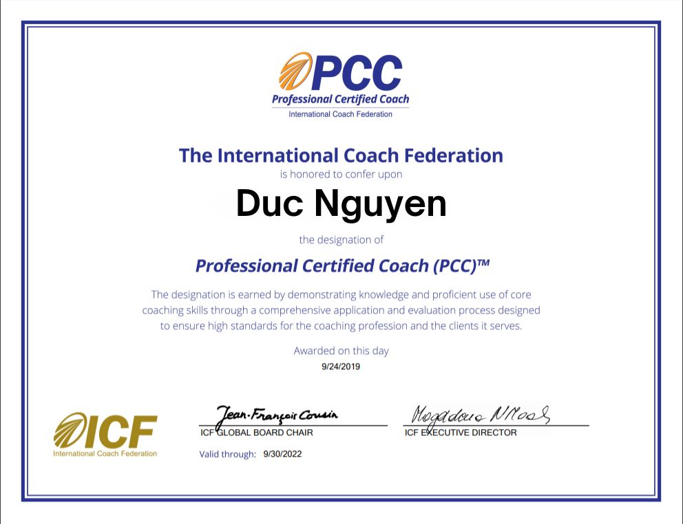 professional Certificate Coach Duc Nguyen